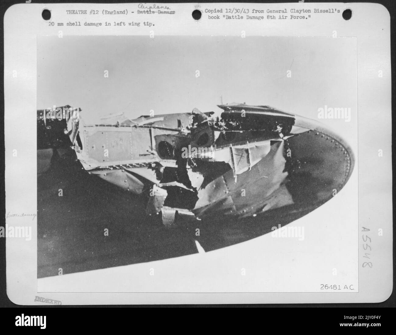 20 mm shell damage in left wing tip Stock Photo - Alamy