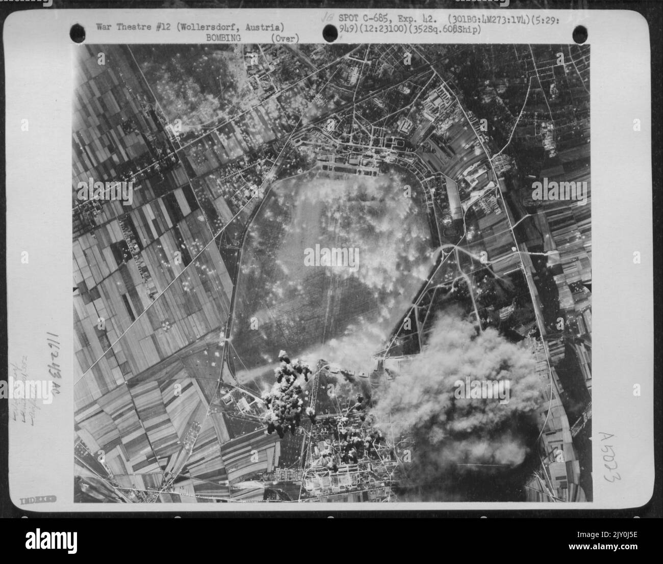 Bombs Dropped By The 301St Bomb Group, 352Nd Bomb Squadron On 29 May 1944 Wreaked Destruction On The Airdome At Wollersdorf, Austria. Stock Photo