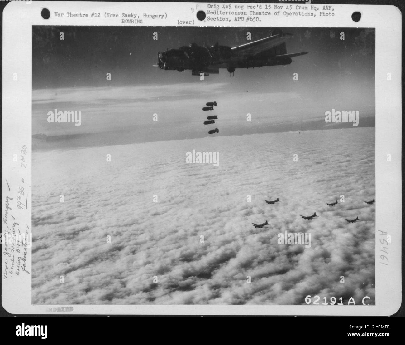 Bombs Away! A String Of Bombs Is Released By A Boeing B17 "Flying