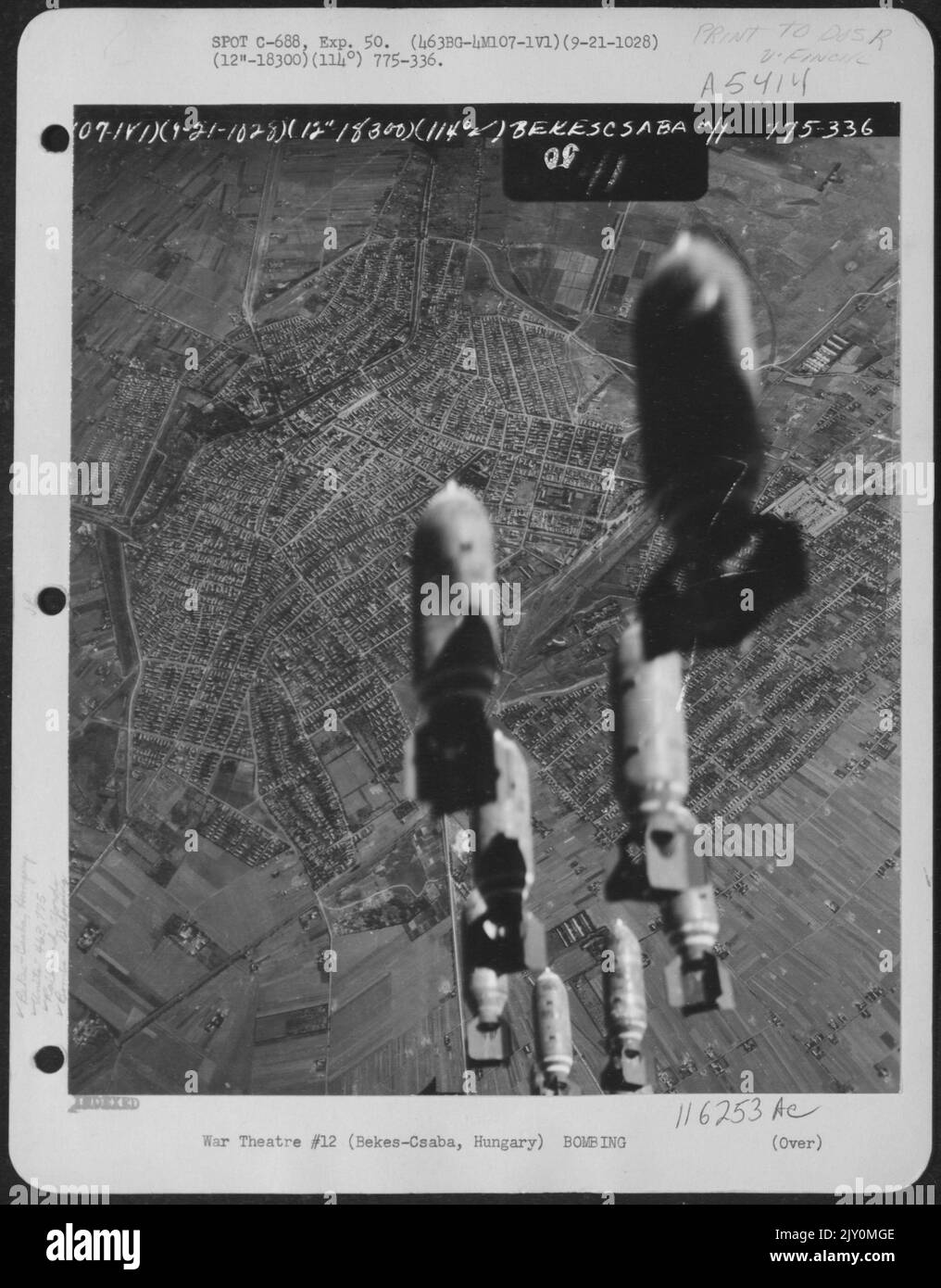 Bombs Dropped From Planes Of The 463Rd Bomb Group, 775Th Bomb Squadron, 15Th Air Force Are