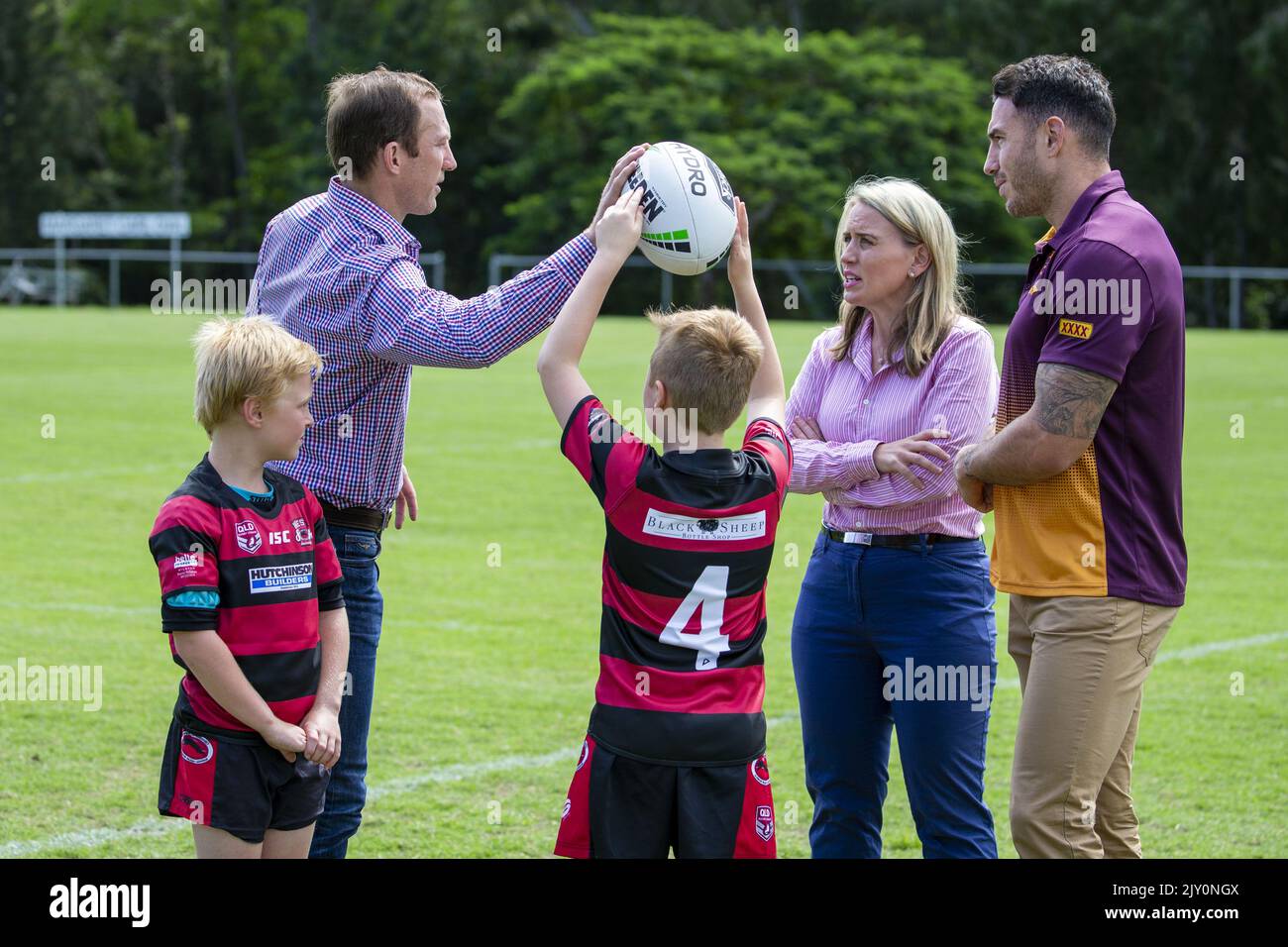 (L-R) Junior Wests player Isaac Mastenbroek, former NRL player Darren ...