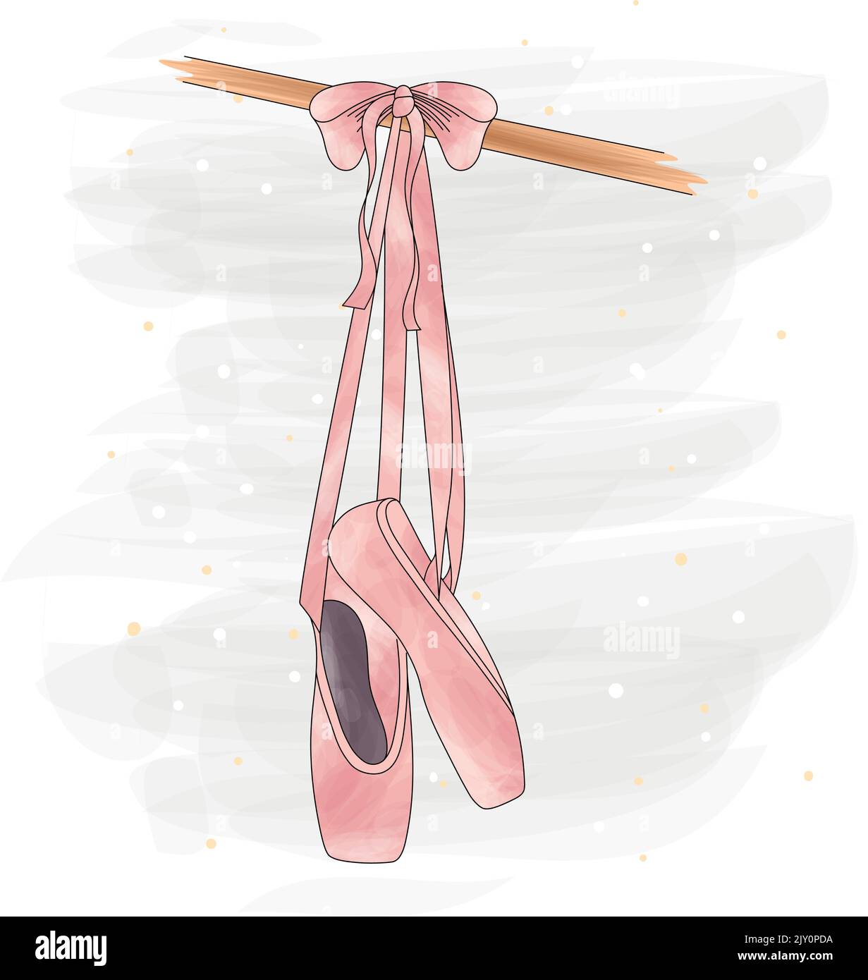Colored watercolored hanged ballet shoes sketch Vector Stock Vector