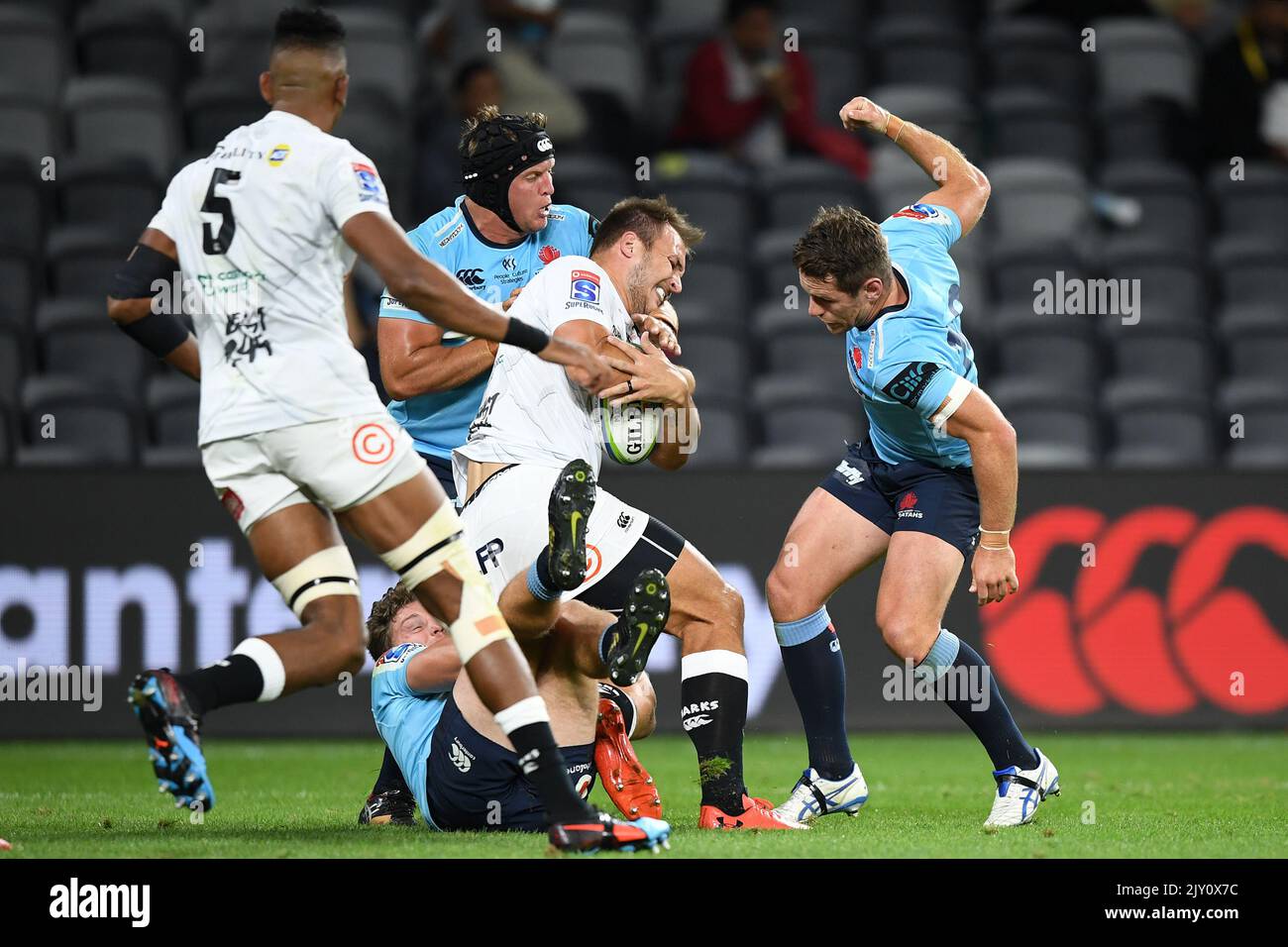 Andre Esterhuizen of the Sharks during the Round 11 Super Rugby match between the New South
