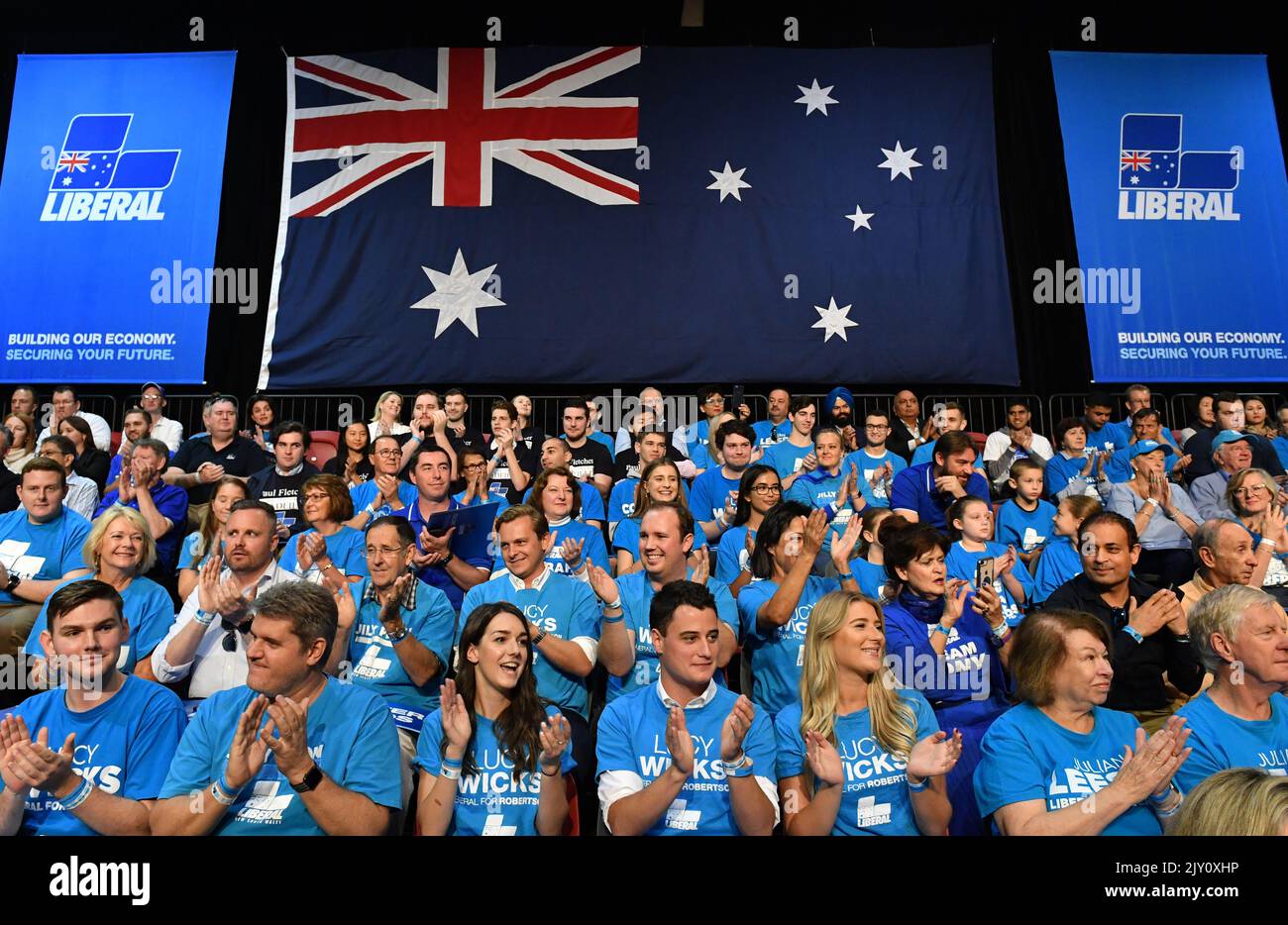 Liberalism Rally Liberal Party supporters at a campaign rally at Sydney Olympic Park in ...