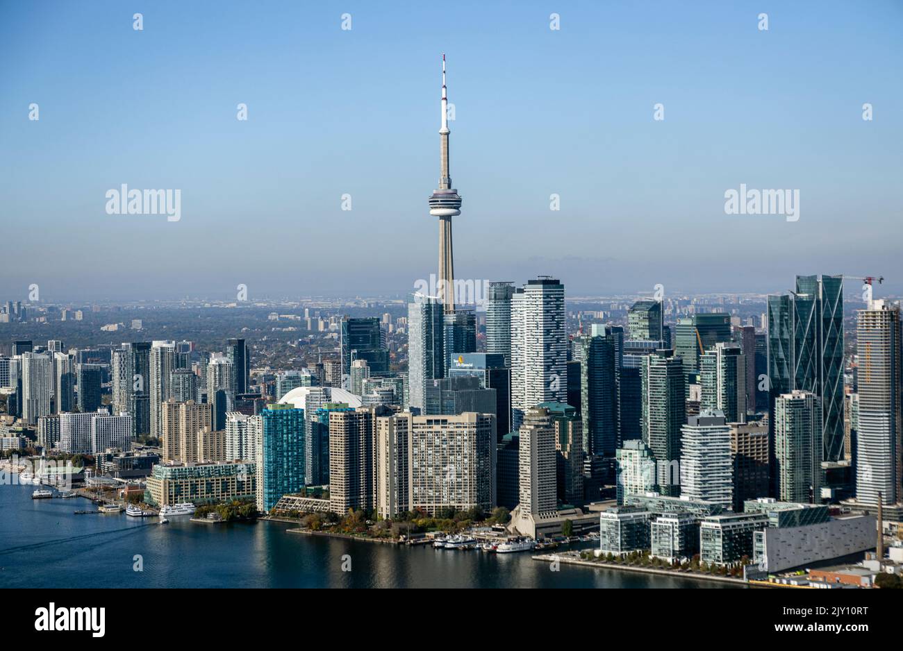An Aerial view of downtown Toronto from the south east. Stock Photo