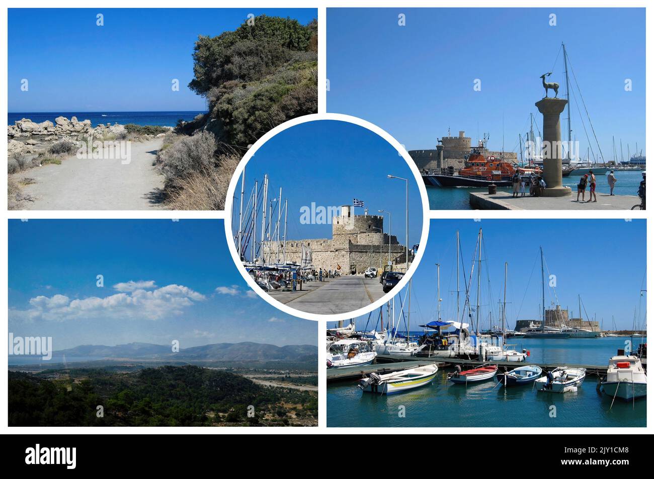 The island of Rhodes ln Greece, with its crystal clear sea and its archaeological sites is one of the most important European tourist destinations Stock Photo