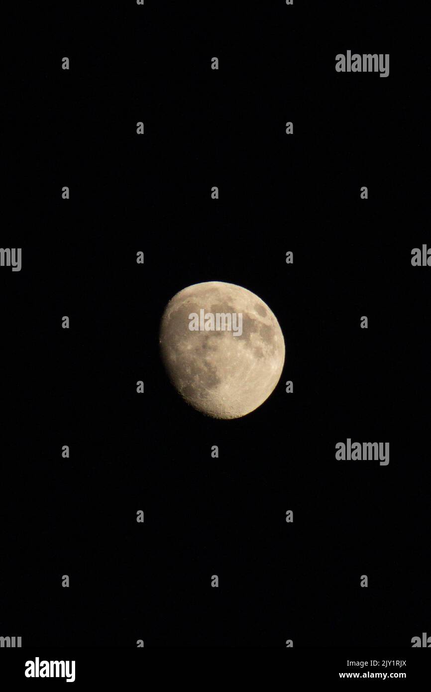 Waxing Gibbous Moon Yellow Photograph Stock Photo Alamy