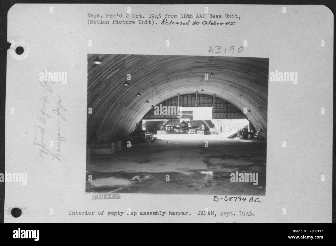 Interior Of Empty Japanese Assembly Hangar. Japanesean, Sept. 1945 ...