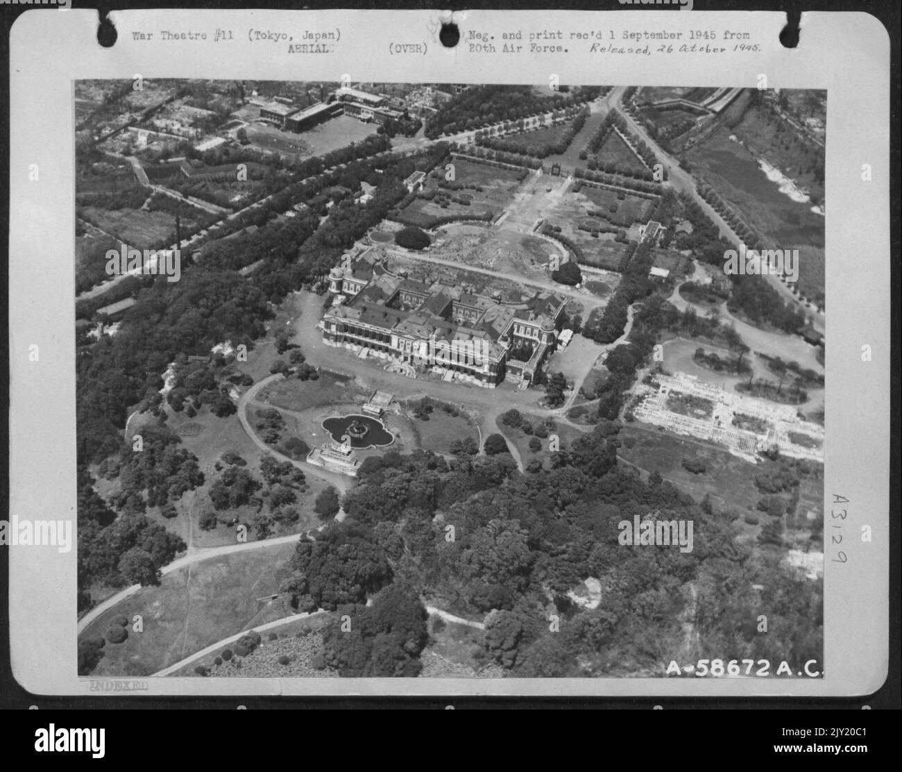 Large Building In Tokyo, Undamaged. It Is Near The Emperor's Palace But Identity Is Unknown. Stock Photo