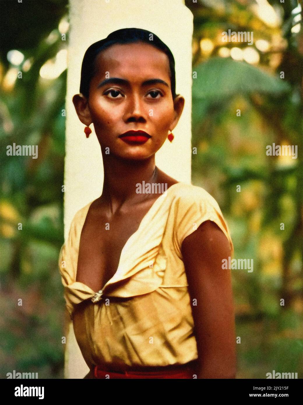 A vintage photo of a beautiful young Timorese woman Stock Photo