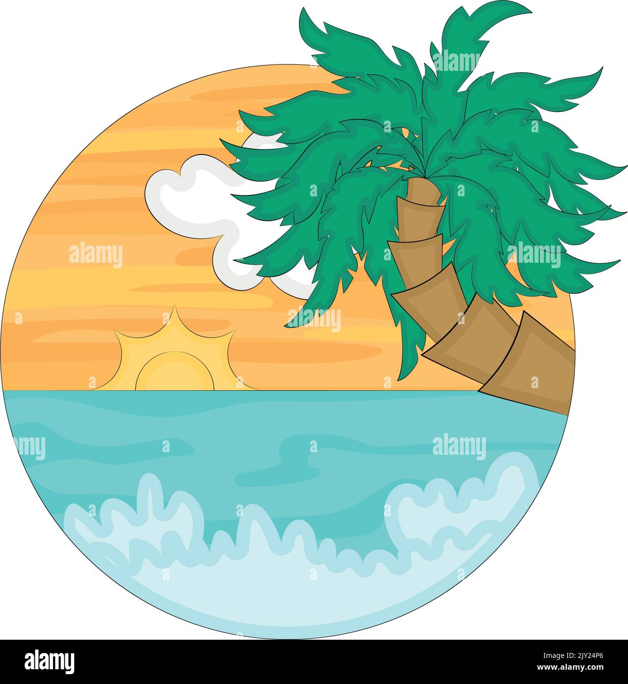 Watercolor beach landscape with a sunset Vector Stock Vector Image ...