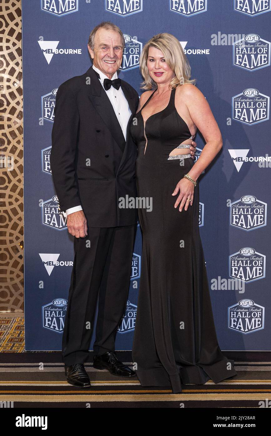 Graham Cornes and wife Nicole arrive for the 2019 Australian Football Hall Of Fame Induction