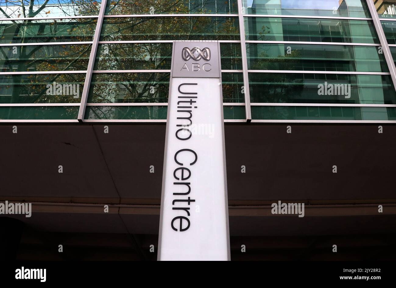 The logo of the ABC adorns the main entrance to the ABC building ...