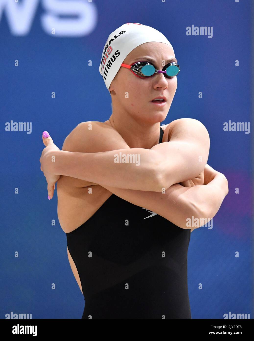 Australian swimmer Ariarne Titmus is seen before the Final of the Women