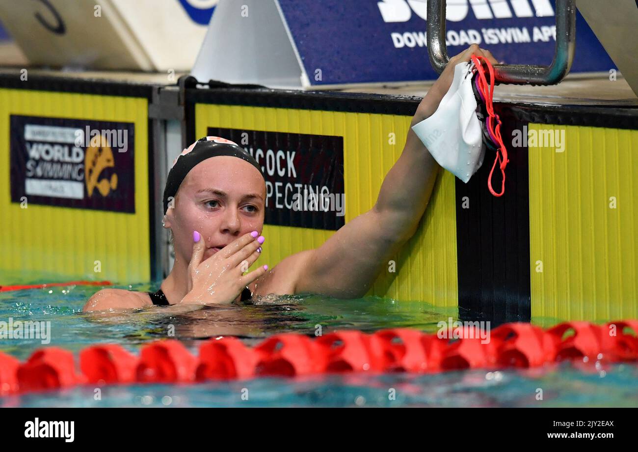 Australian swimmer Ariarne Titmus is seen after winning the Final of