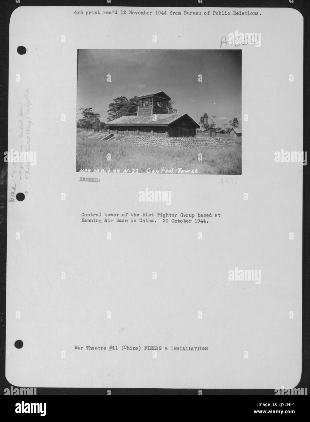Control Tower Of The 51St Fighter Group Based At Nanning Air Base In China. 20 October 1944. Stock Photo
