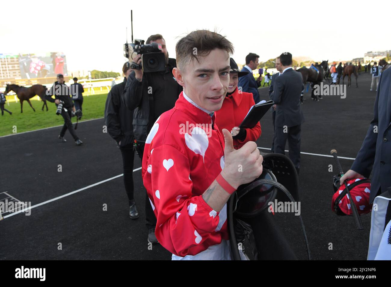 Jockey Robbie Dolan is seen in the mounting yard after riding Notation