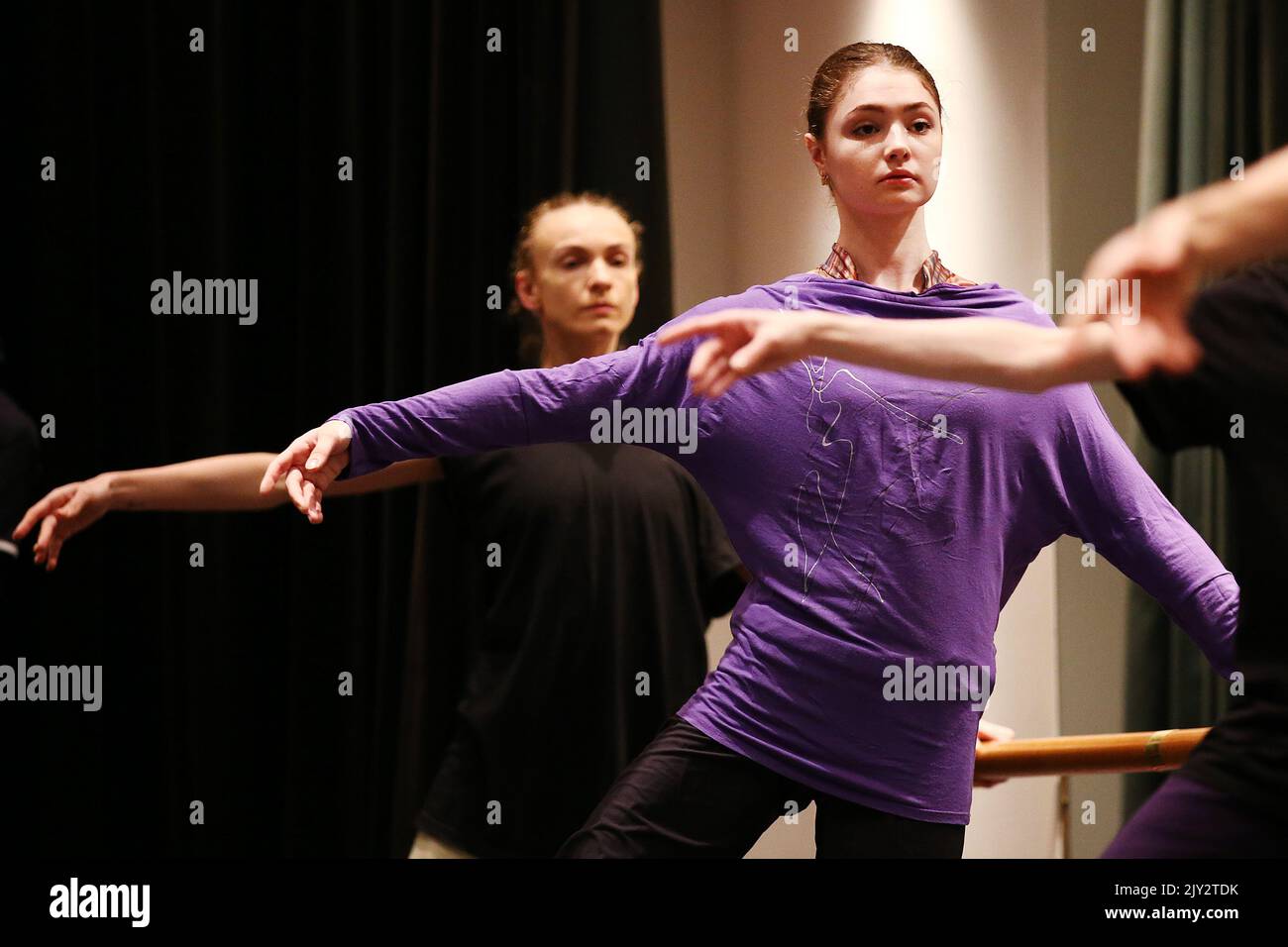 Bolshoi Ballet Principal Dancer Alyona Kovalyova Warms Up In A Rehearsal Room At The Queensland