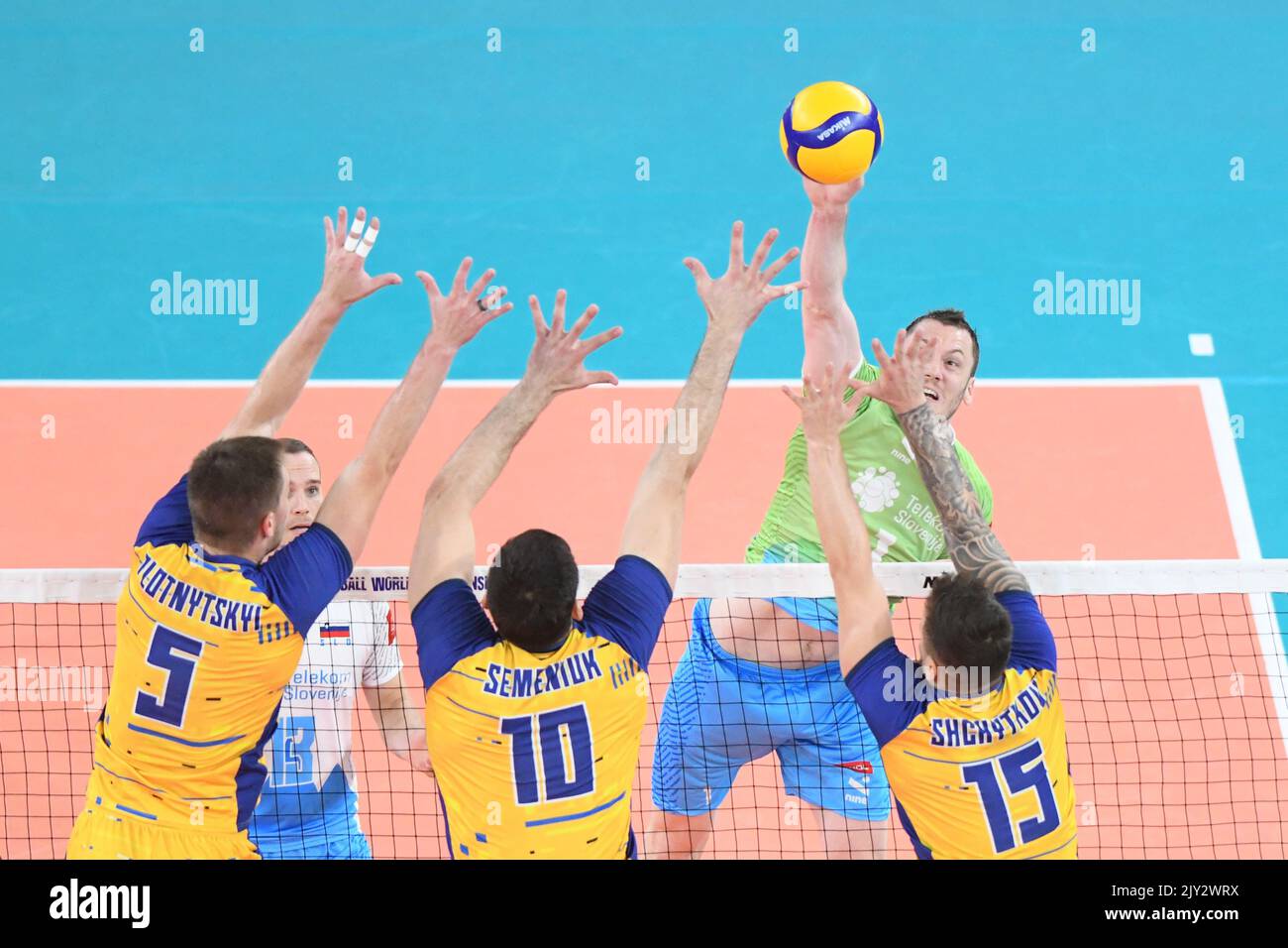Toncek Stern (Slovenia) against Ukraine. Volleyball World Championship
