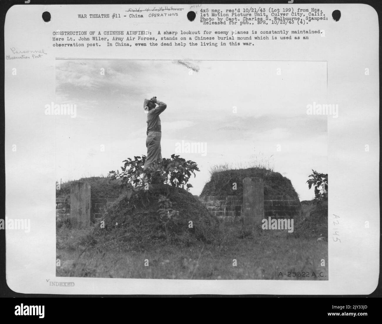 CONSTRUCTION OF A CHINESE AIRFIELD: A sharp lookout for enemy planes is ...
