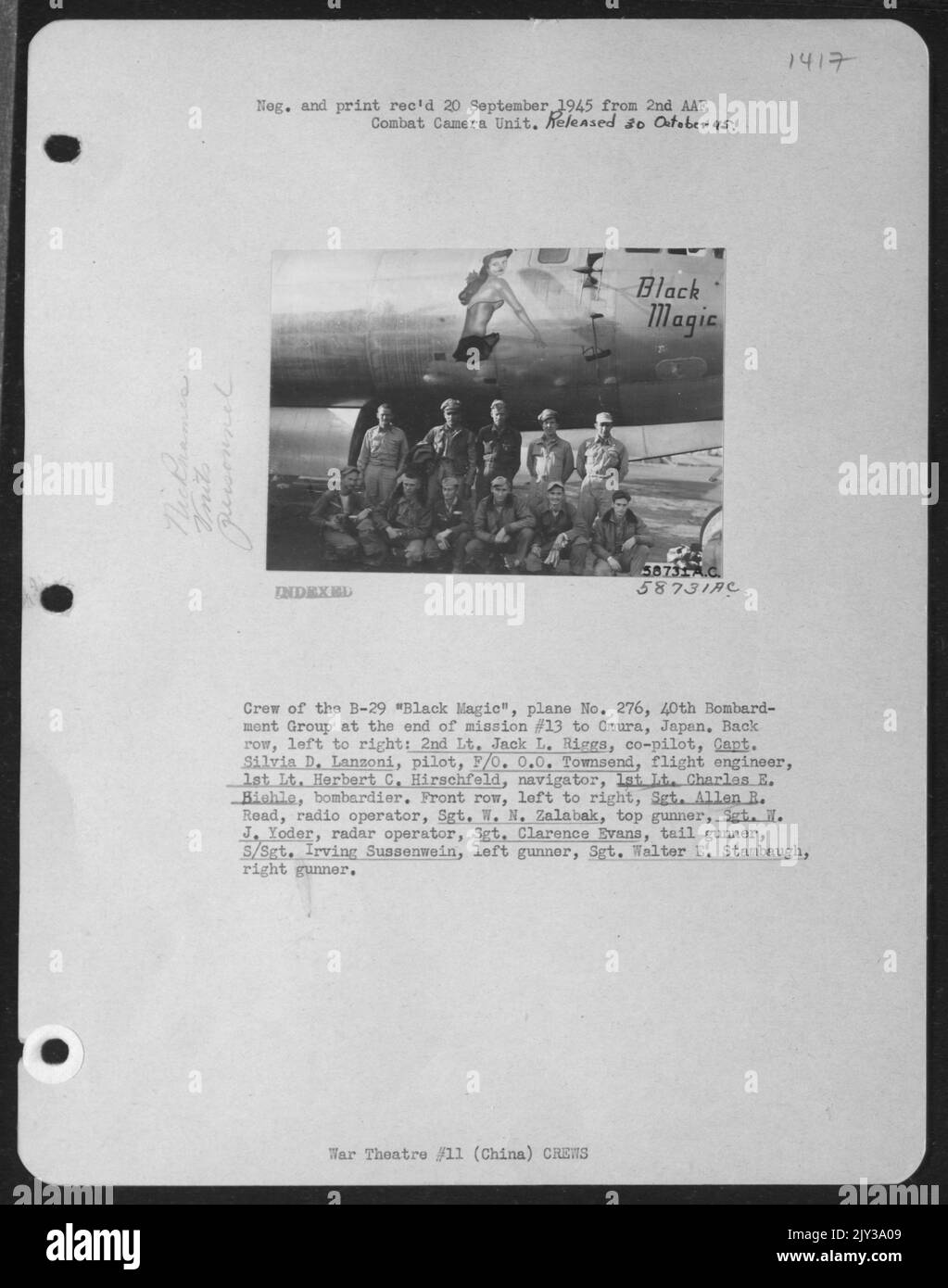 Crew Of A B29 "Black Magic", Plane No. 276, 40Th Bombardment Group At The End Of A Mission 13