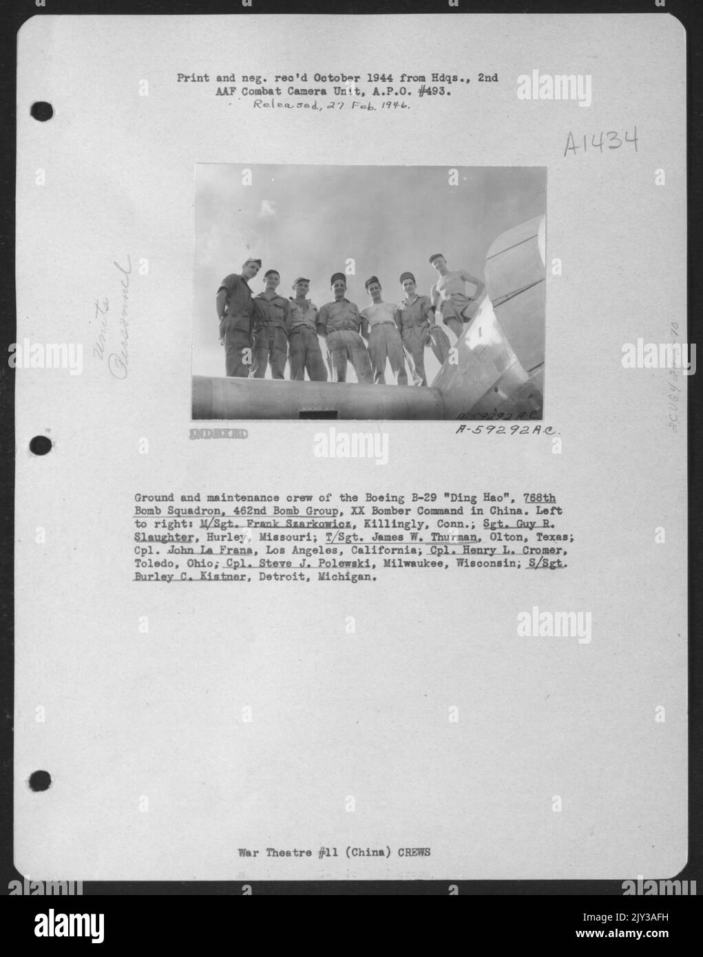 Ground And Maintenance Crew Of The Boeing B29 'Ding Hao', 768Th Bomb
