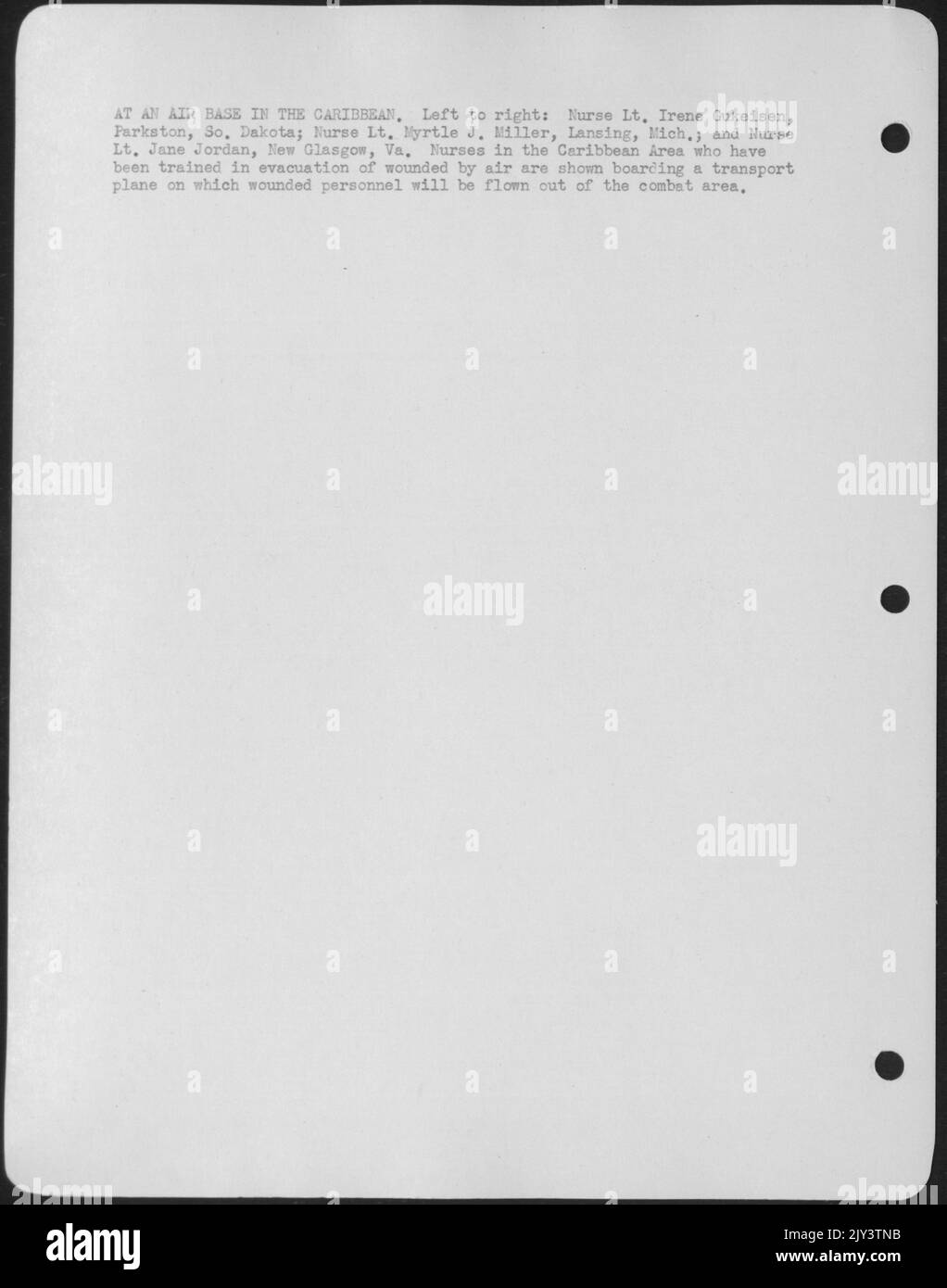 Air Base in the Caribbean. Nurse Lt. Irene Gukeisen, Parkston, So