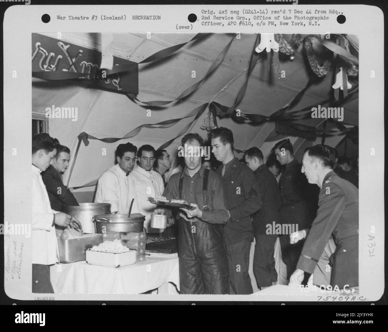 Men Of The 2Nd Service Group Are Served Their Christmas Dinner In The