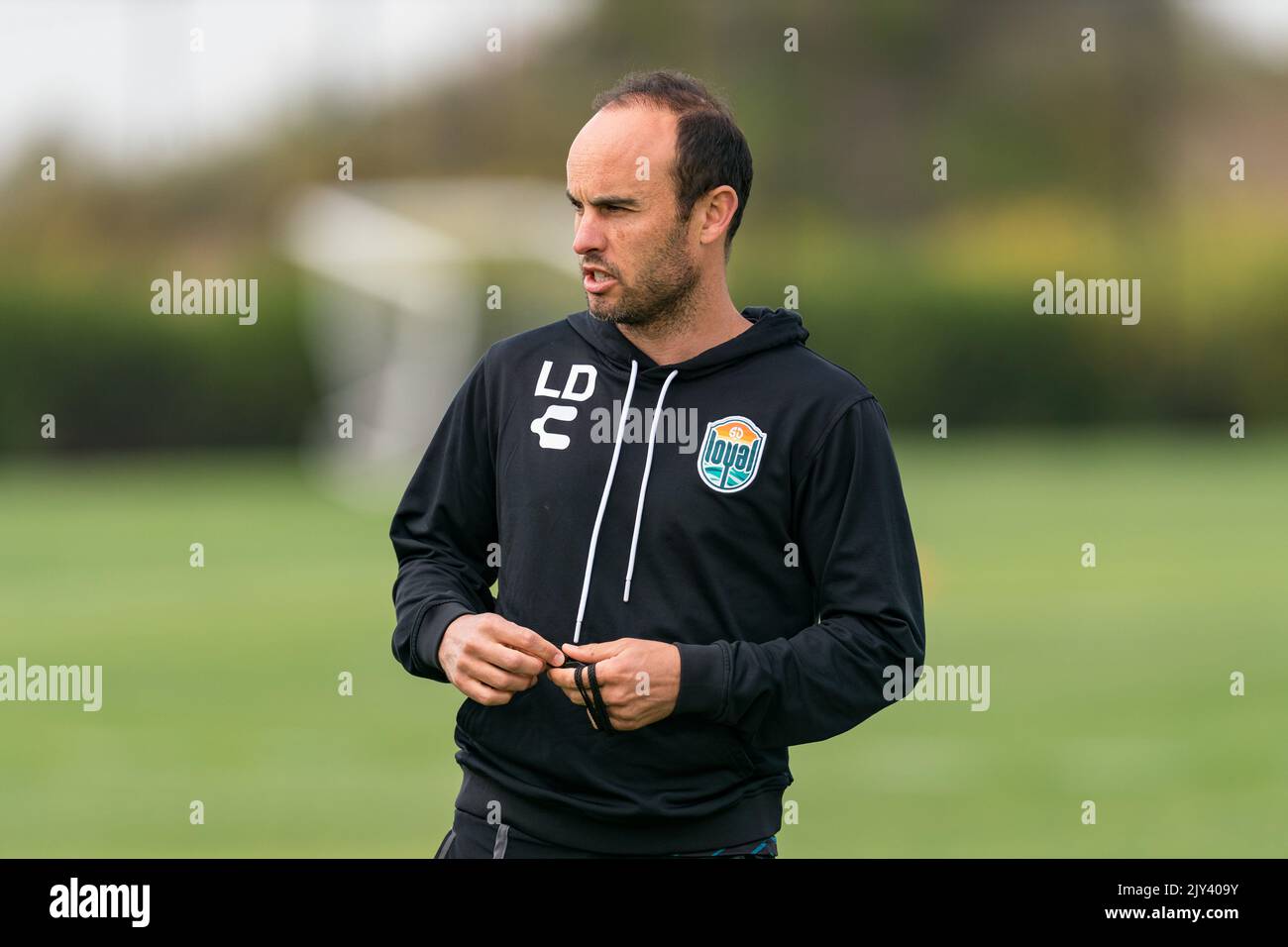 Landon Donovan, manager of the San Diego Loyal, overlooking training Stock Photo