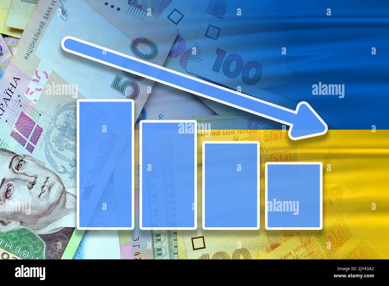 economy-graph-down-arrow-cash-hryvnia-banknotes-and-ukraine-flag