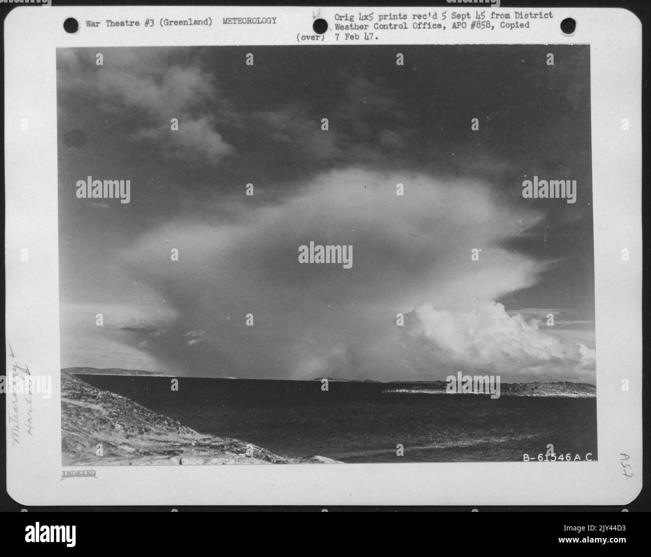 Cloud formation over egedesminde greenland stock photo alamy