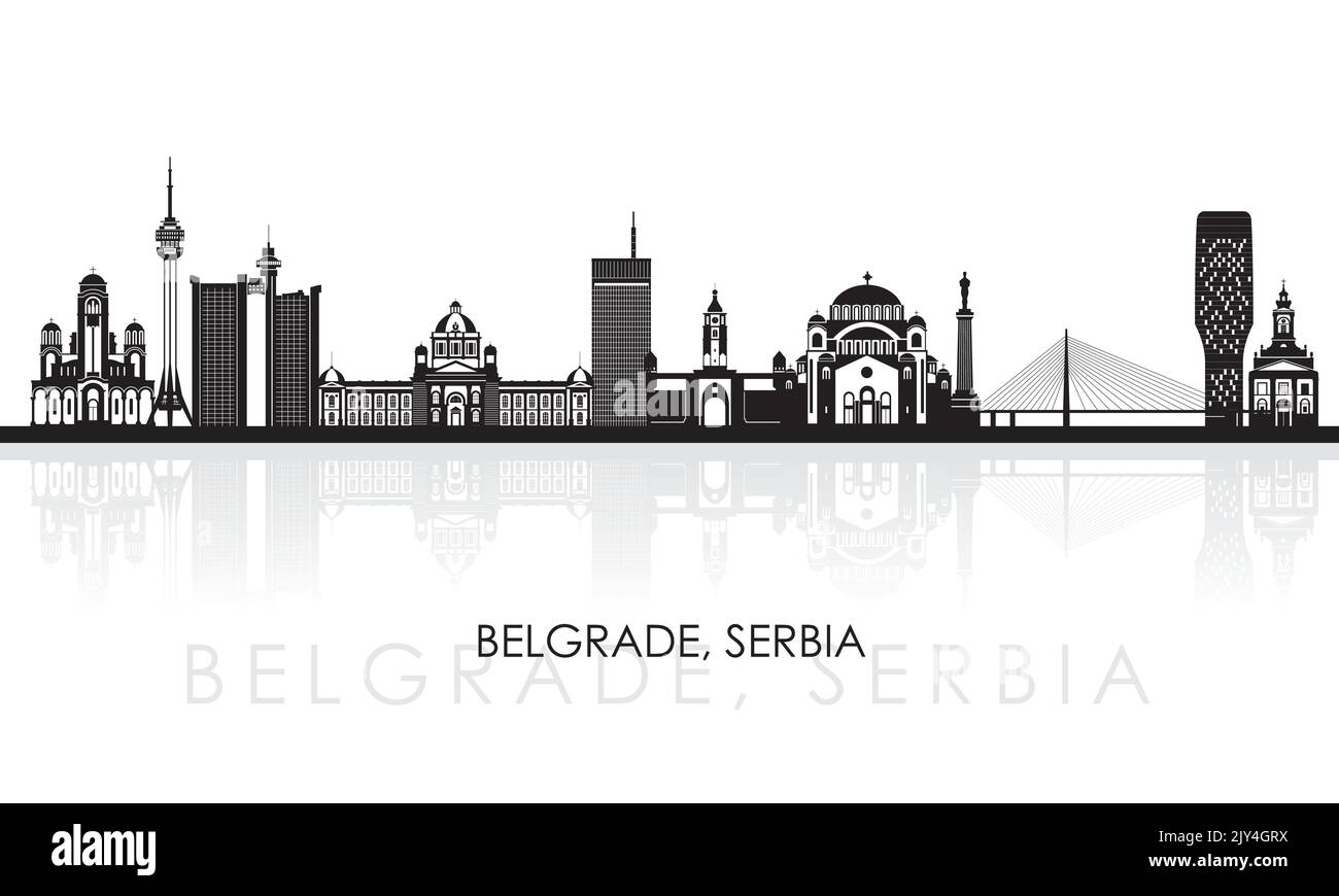 Silhouette Skyline panorama of City of Belgrade, Serbia - vector illustration Stock Vector