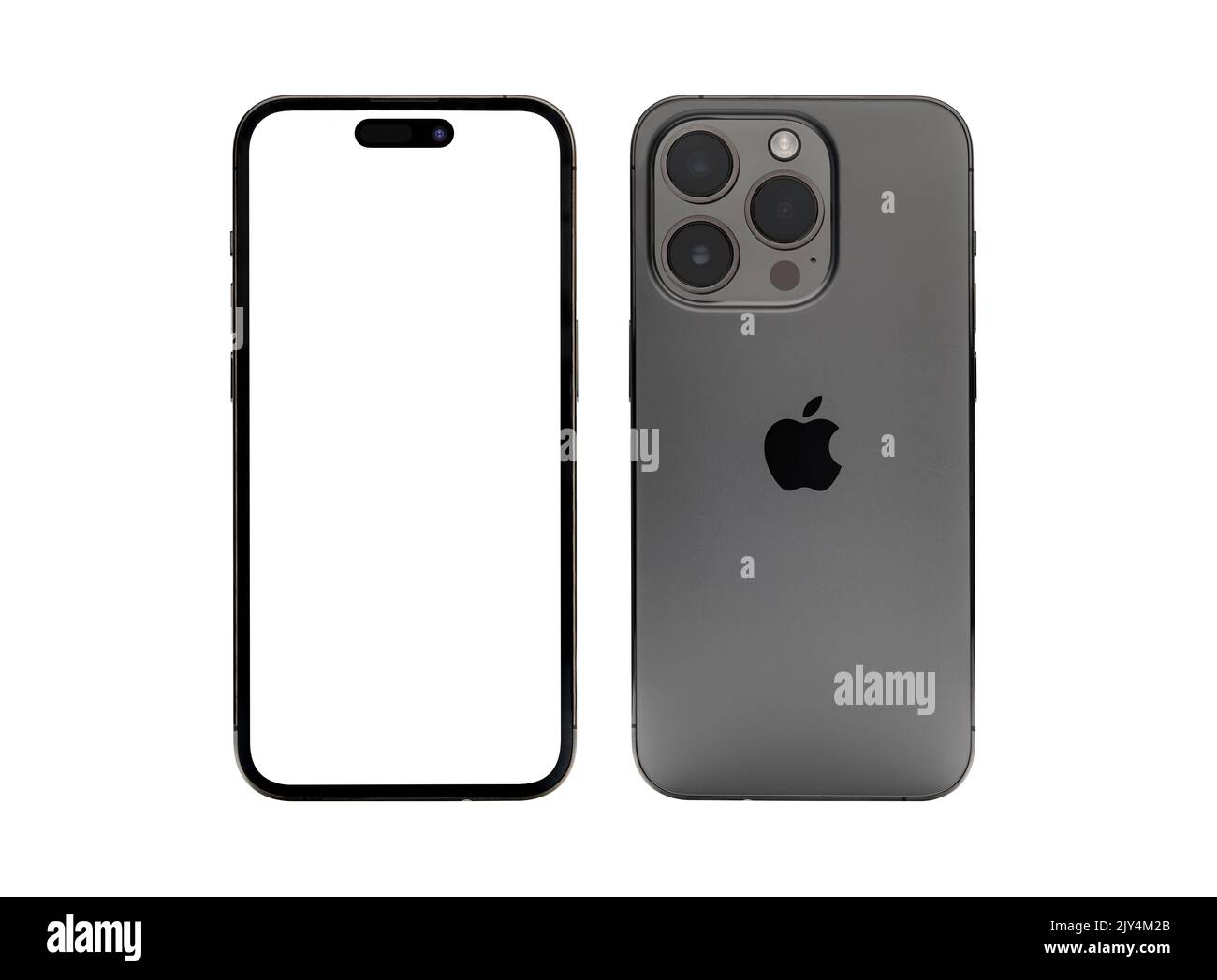 Antalya, Turkey - September 08, 2022: Newly released iphone 14 pro mockup set with back and front angles Stock Photo