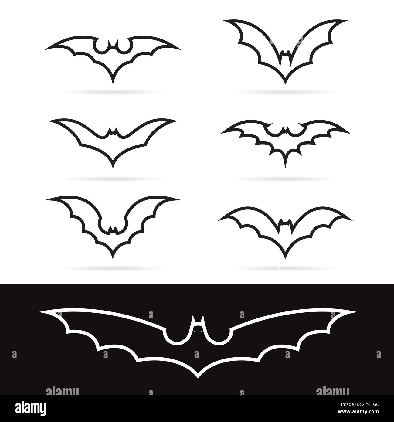 Set of vector bat icons - Illustrations Vectors. Easy editable layered vector illustration. Wild Animals. Stock Vector