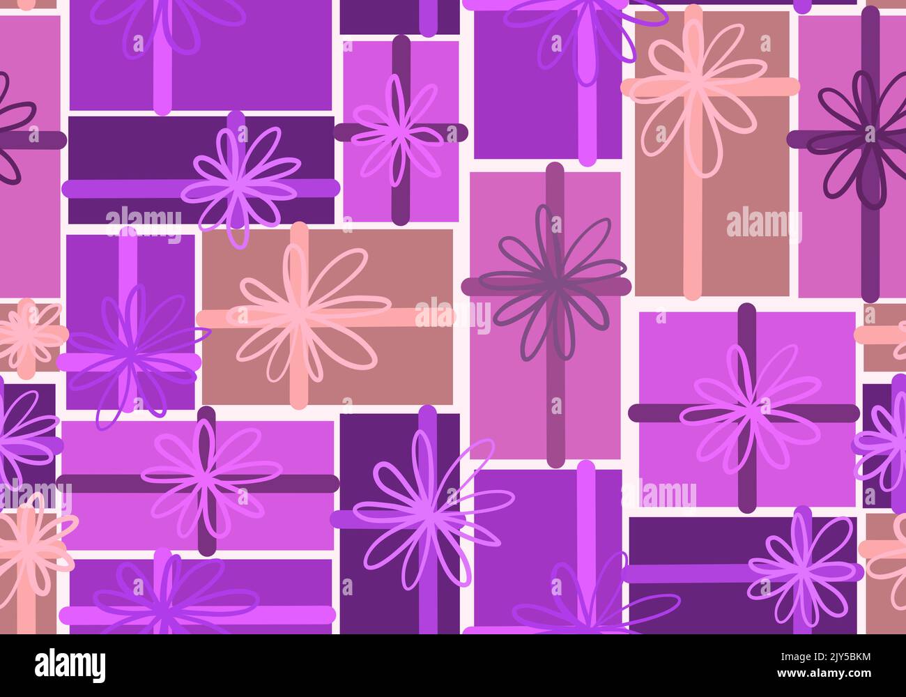 Festive gift box seamless presents with ribbons and bows pattern for ...