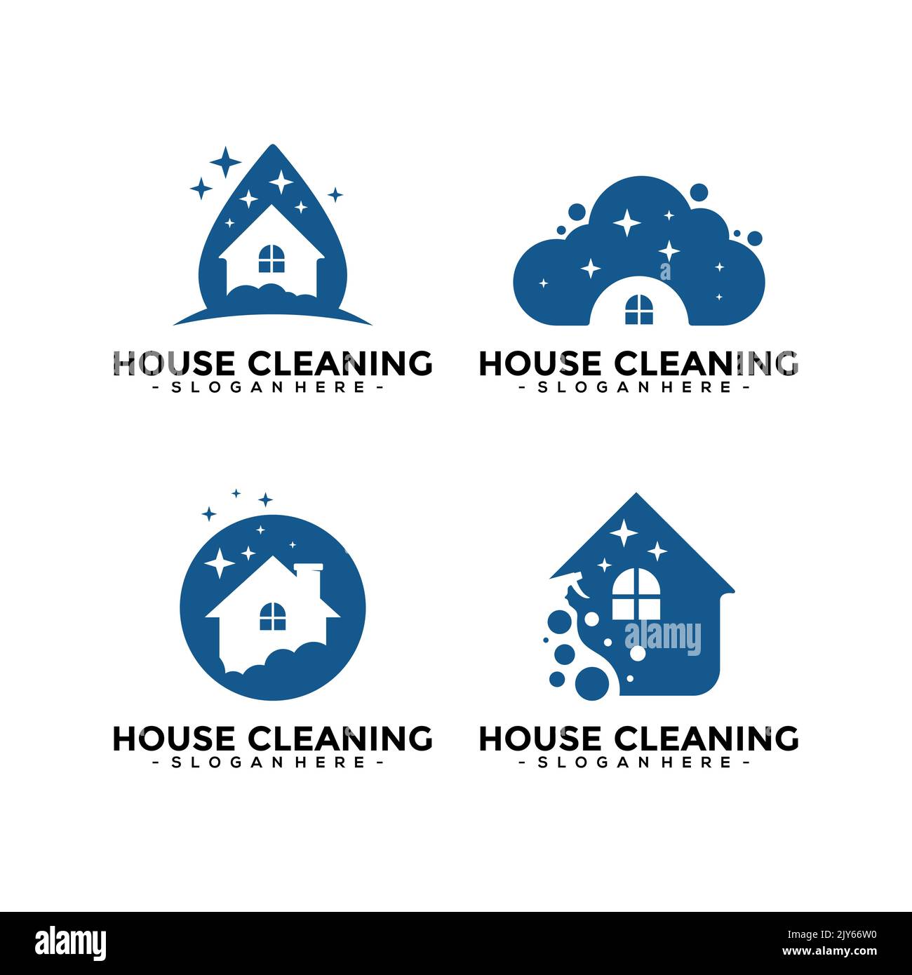 Set of House Cleaning Service logo vector combination. Creative