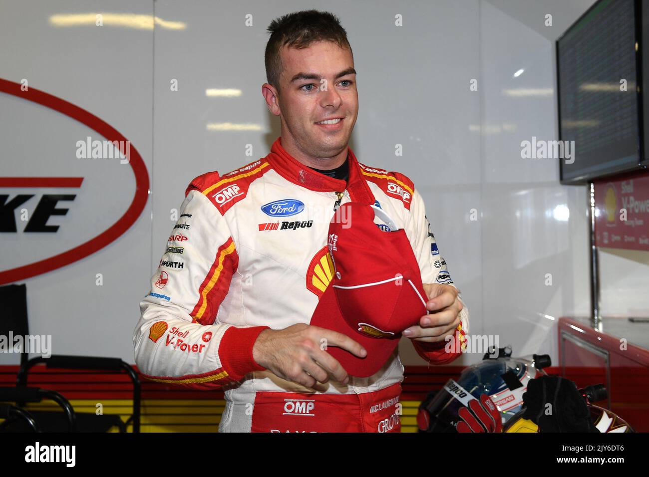 shell v-power racing team scott mclaughlin 'back to... Scott McLaughlin of Shell V-Power Racing Team gestures after finishing ...