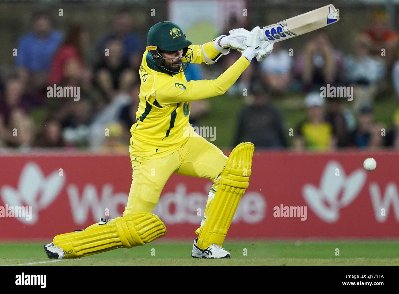 Fawad Ahmed of the Prime Ministers XI bats during the Prime Ministers