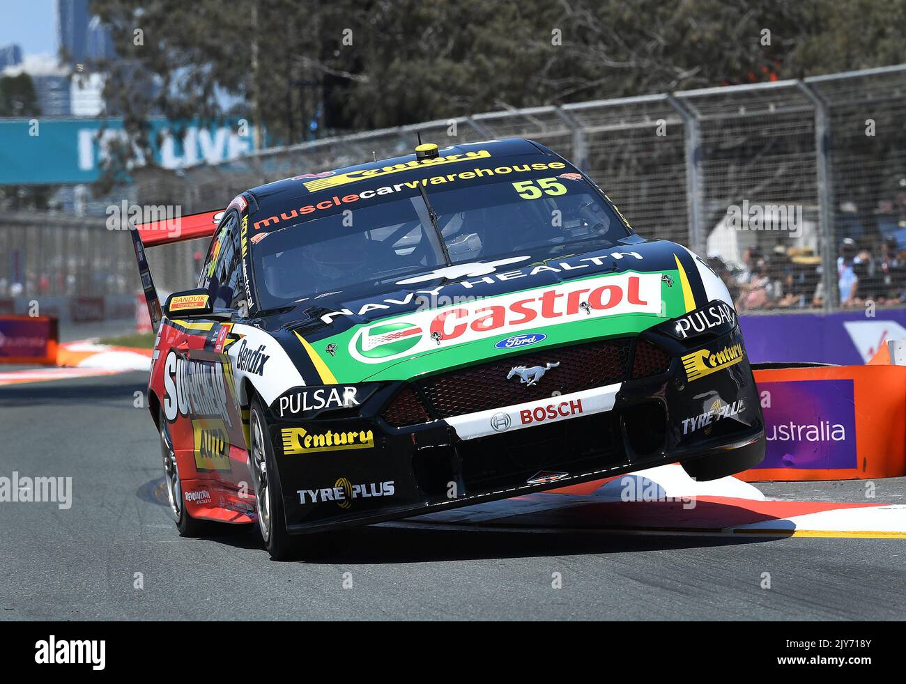 Chaz Mostert in the Supercheap Auto Racing Ford drives during a ...