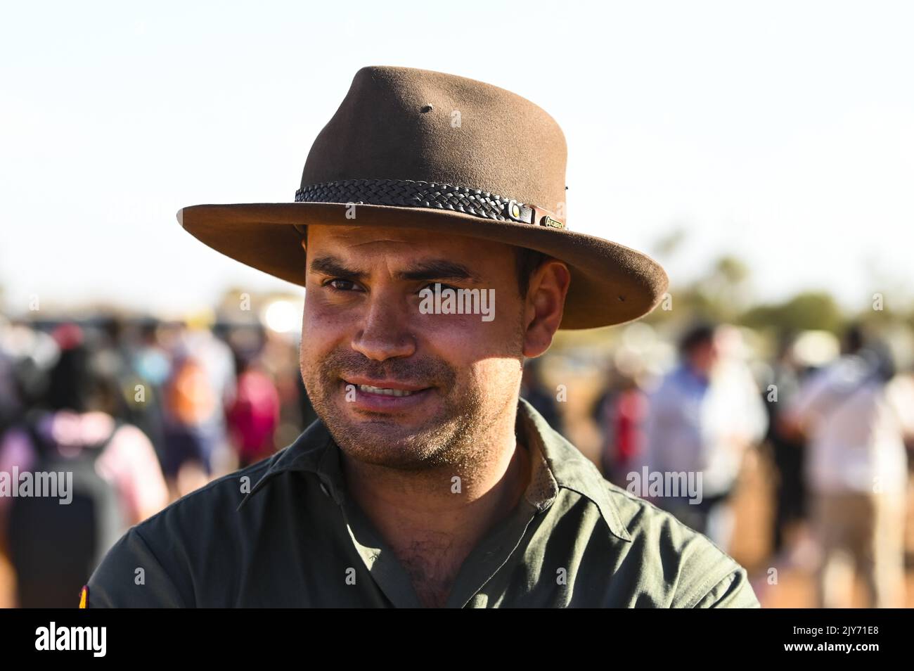 Uluru Rangers Aboriginal ranger Tjiangu Thomas poses for photographs at Uluru, also ...