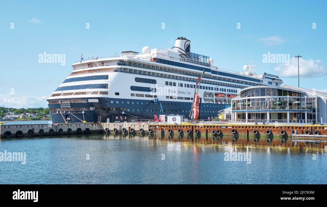 The MS Zaandam is owned and operated by Holland America Line.  It is named after the City of Zaandam near Amsterdam Netherlands.  Here the ship is doc Stock Photo
