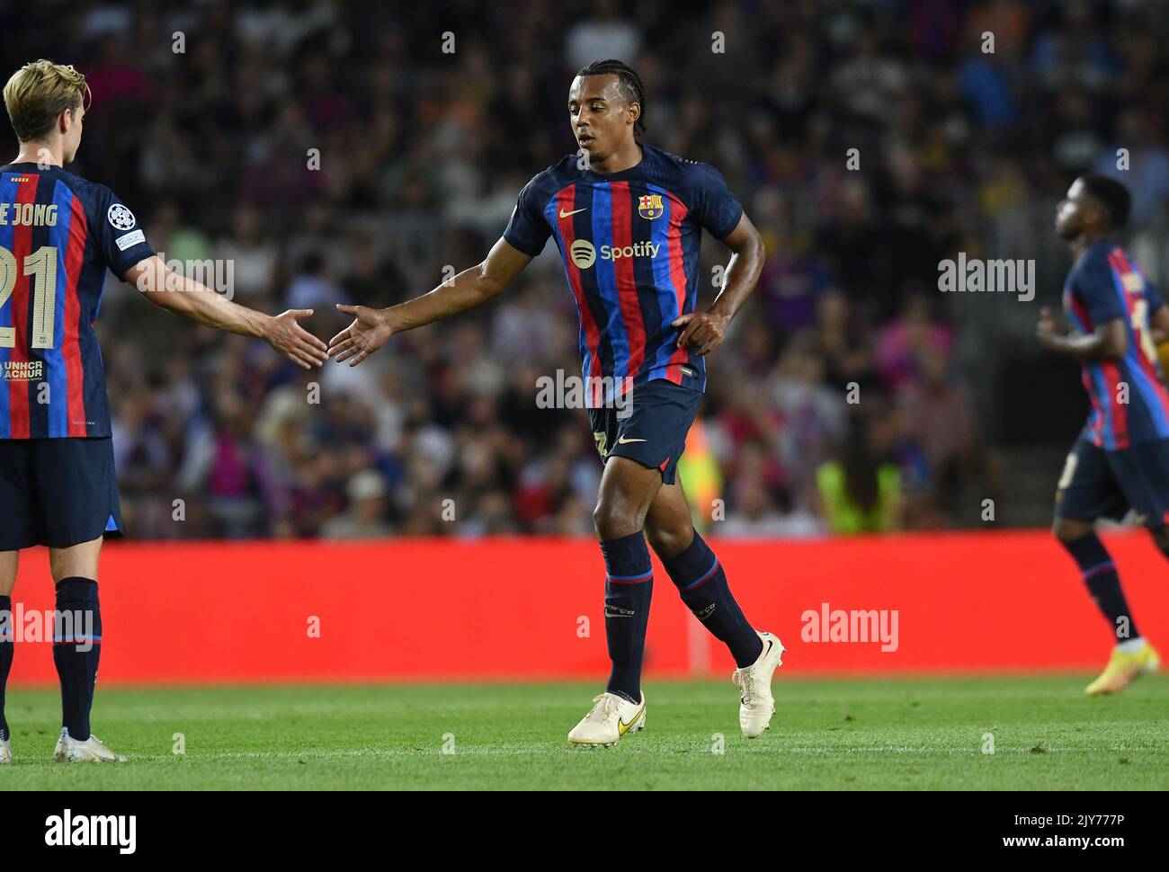 Barcelona, Spain. 07th Sep, 2022. Jules Kounde (23) of FC Barcelona during the match between FC Barcelona and FC Viktoria Plzen corresponding to the first day of the group stage of the UEFA Champions League at Spotify Camp Nou Stadium in Barcelona, Spain. September 7, 2022. Credit: rosdemora/Alamy Live News Stock Photo