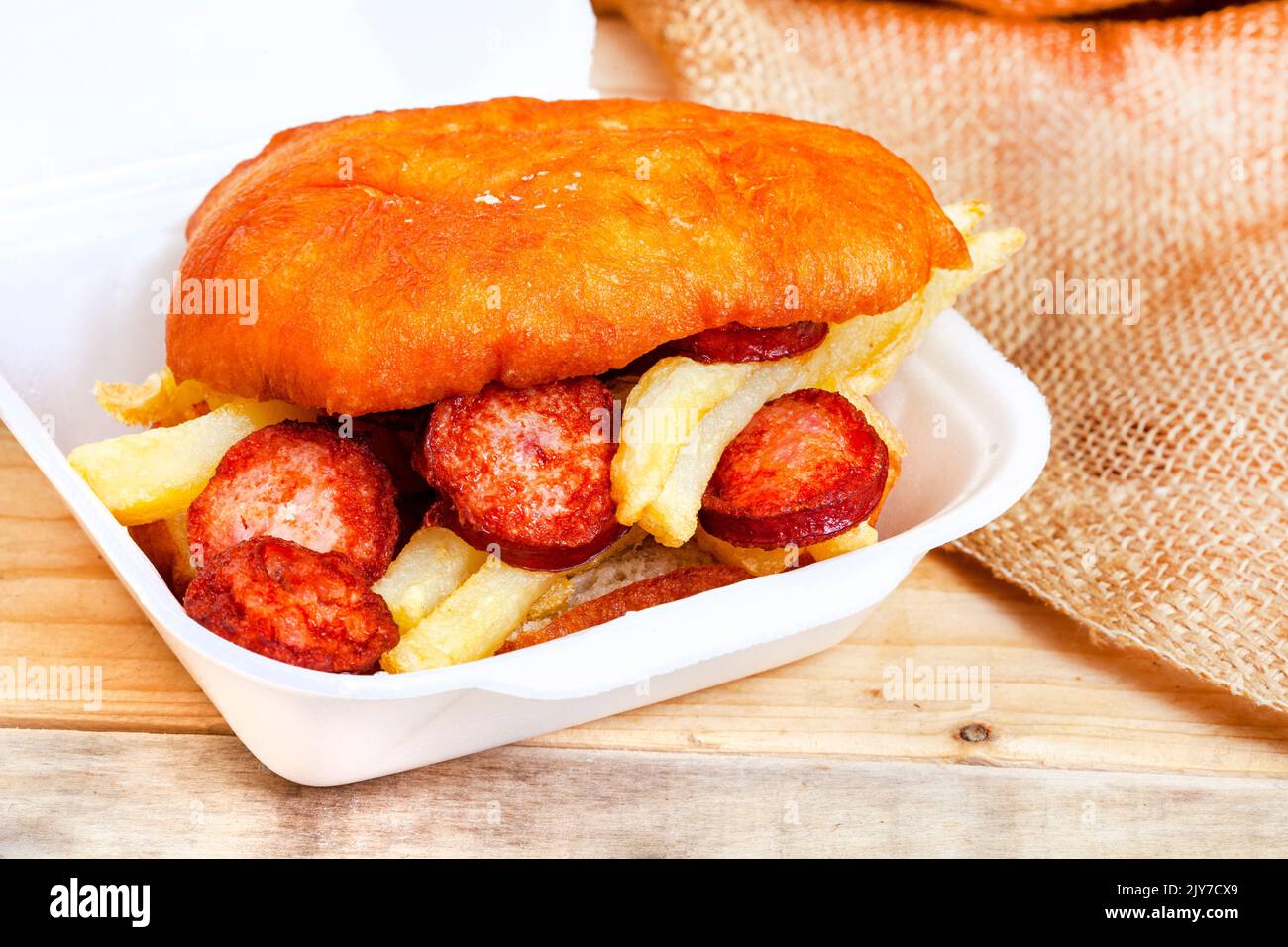 Popular South African Fast food or street food, Russian sausage and