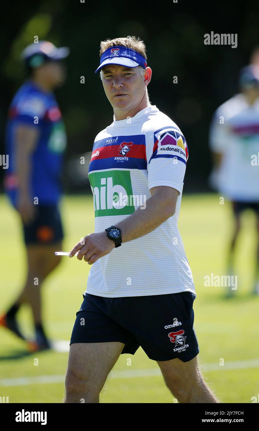 Newcastle Knights head coach Adam O'Brien during a Newcastle Knights