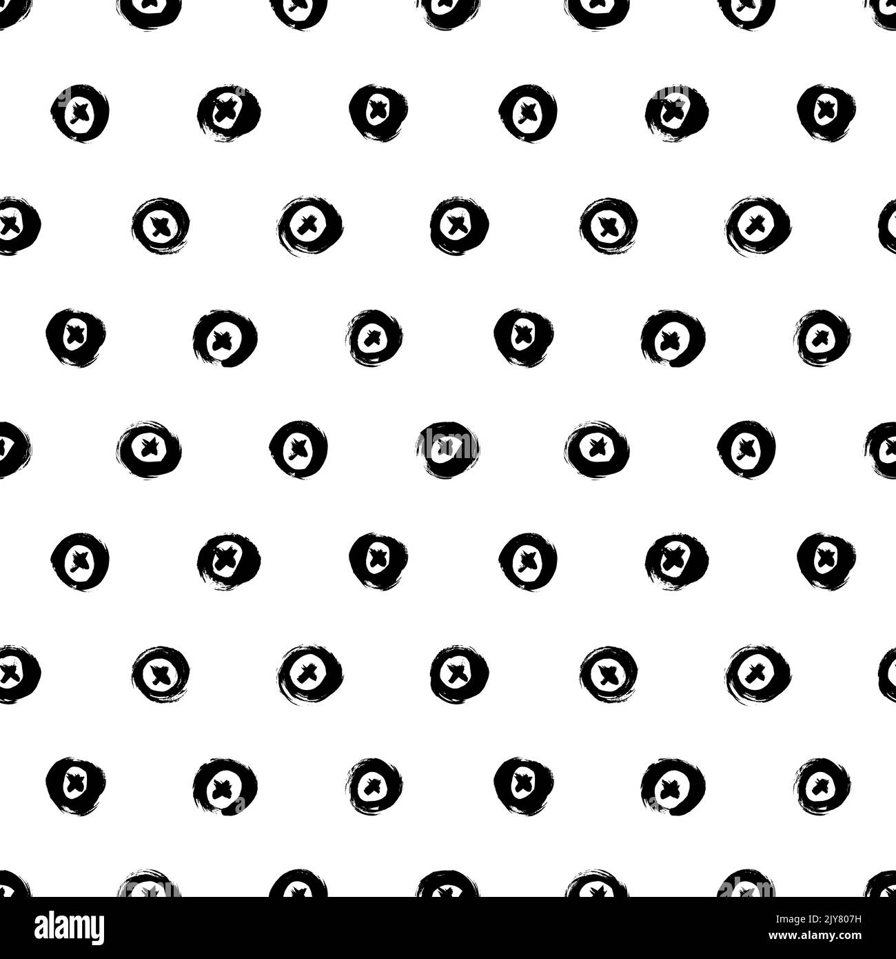 Seamless pattern with bold circles and crosses. Stock Vector