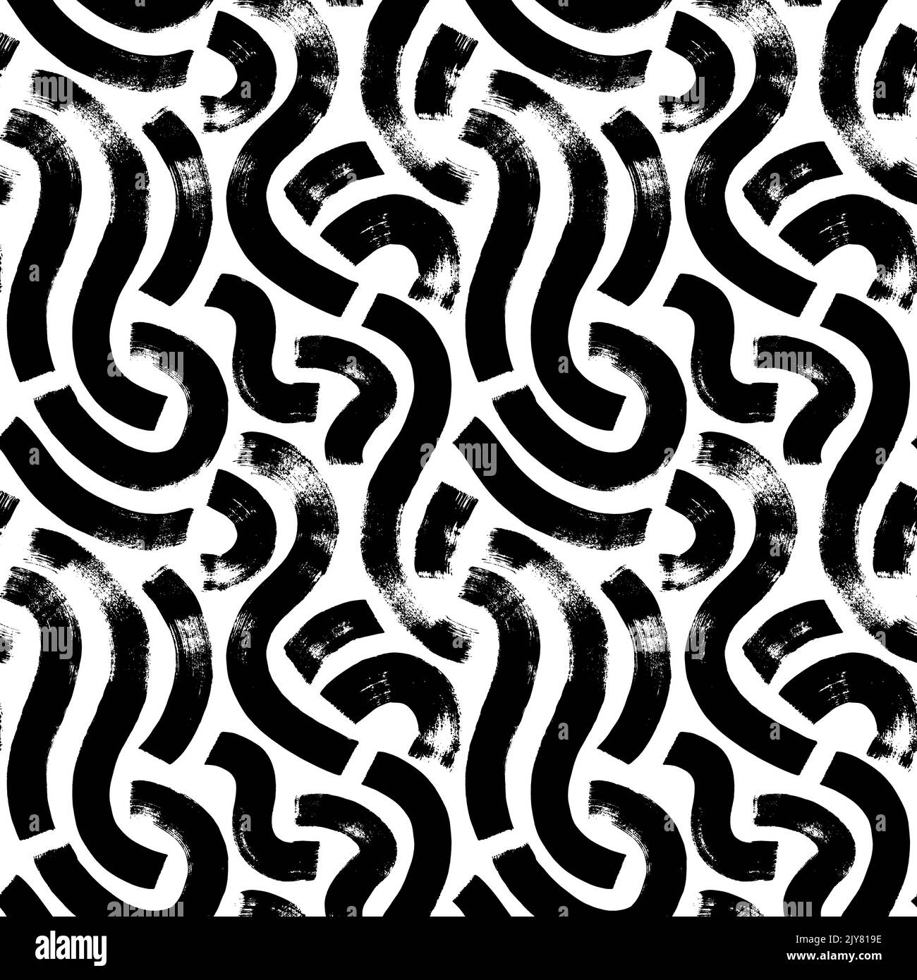 Bold Curvy Lines Vector Seamless Pattern Stock Illustration - Download  Image Now - Shape, Geometric Shape, Grunge Image Technique - iStock