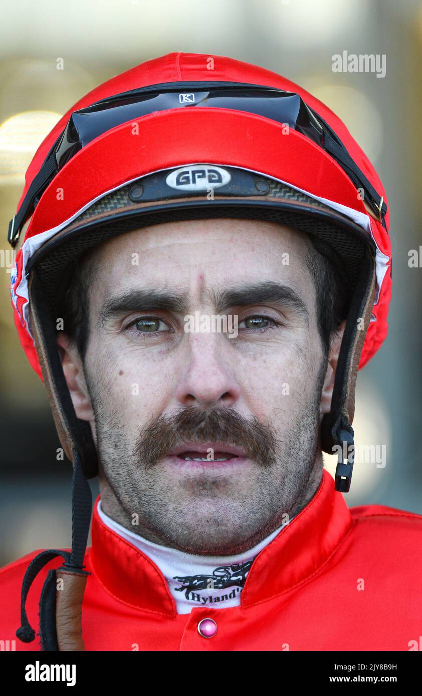Jockey Rhys McLeod is seen during Sandown Race Day at Ladbrokes Park in ...