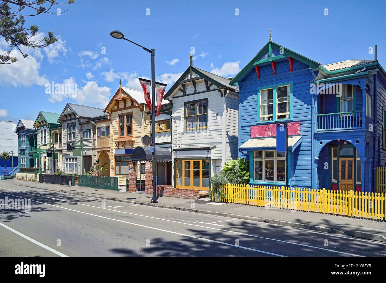 A Famous Group of Similar Houses known as 'Six Sisters' on Marine Parade in Napier, New Zealand Stock Photo