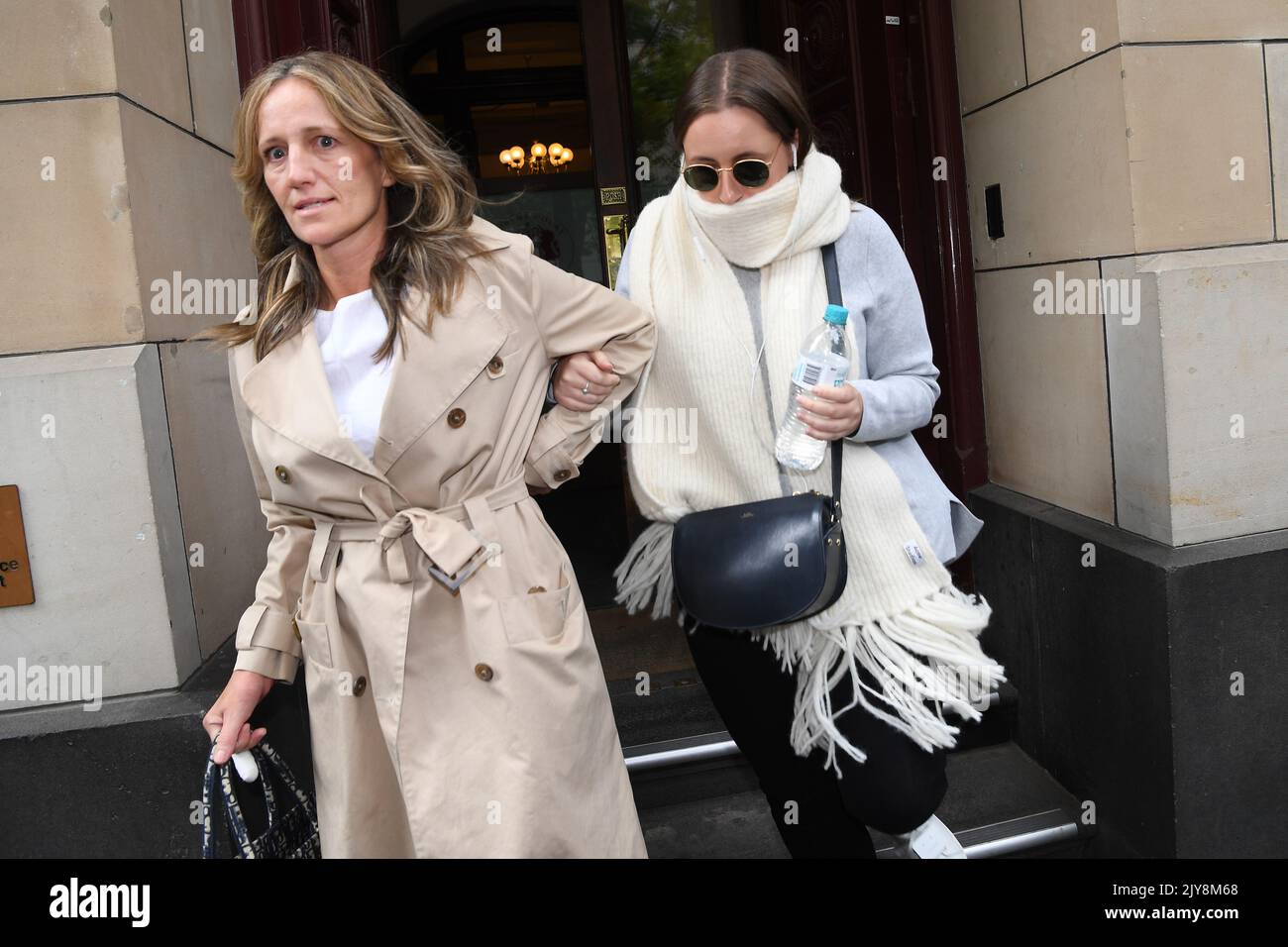 Sarah Ristevski (right) departs the Supreme Court of Victoria in ...