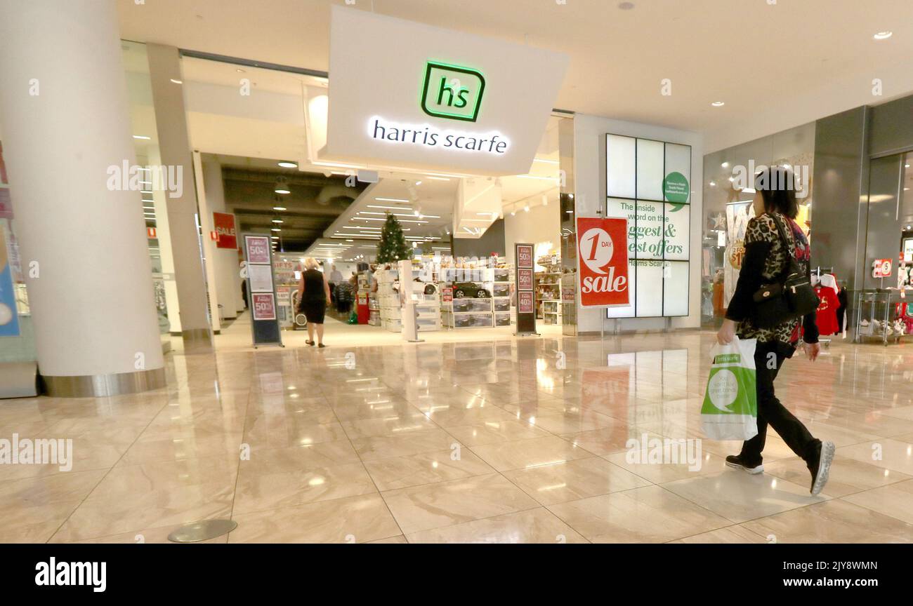 Harris Scarfe signage is seen in Rundle Mall, Adelaide, Wednesday ...